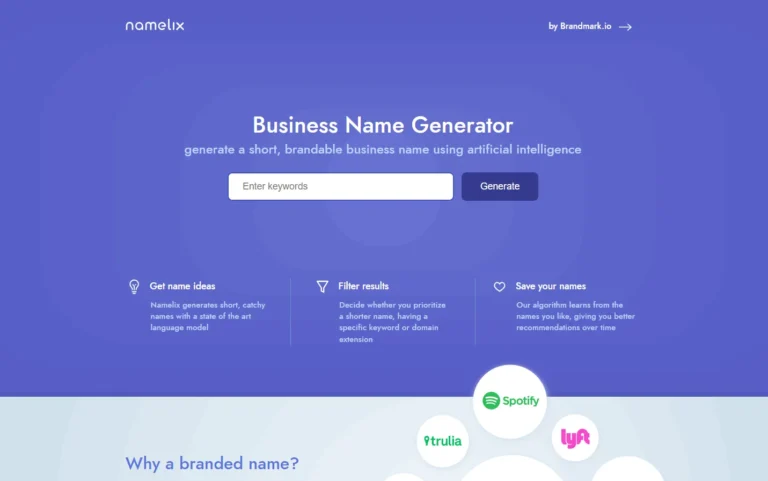 Namelix ai website