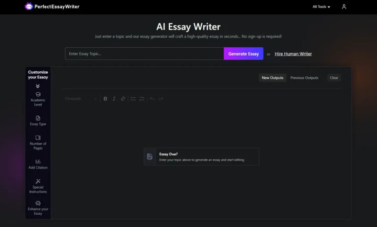 Perfect Essay Writer AI website