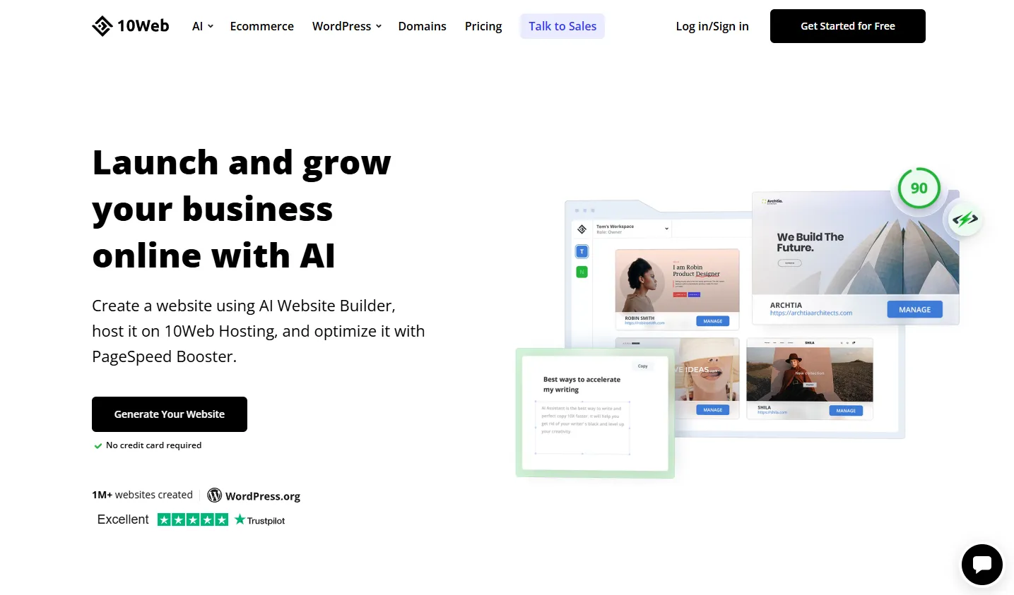 10Web: AI website builder with automated optimization and hosting solution