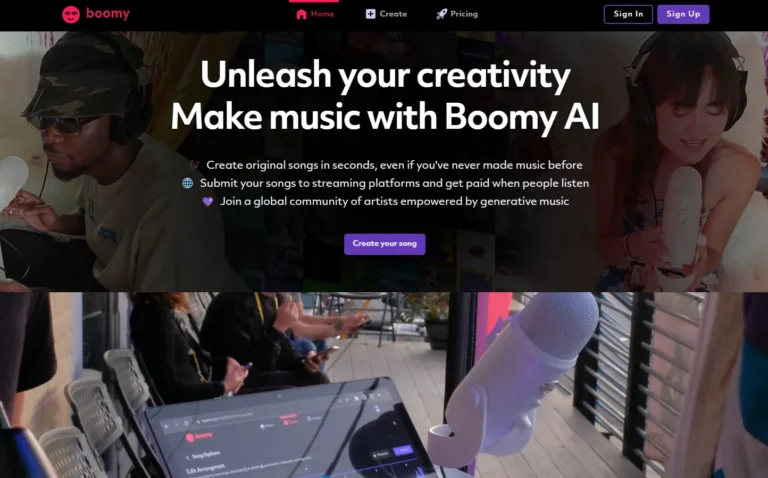 Boomy AI website