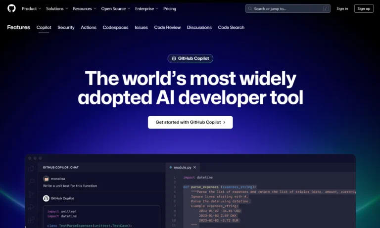 GitHub Copilot AI website