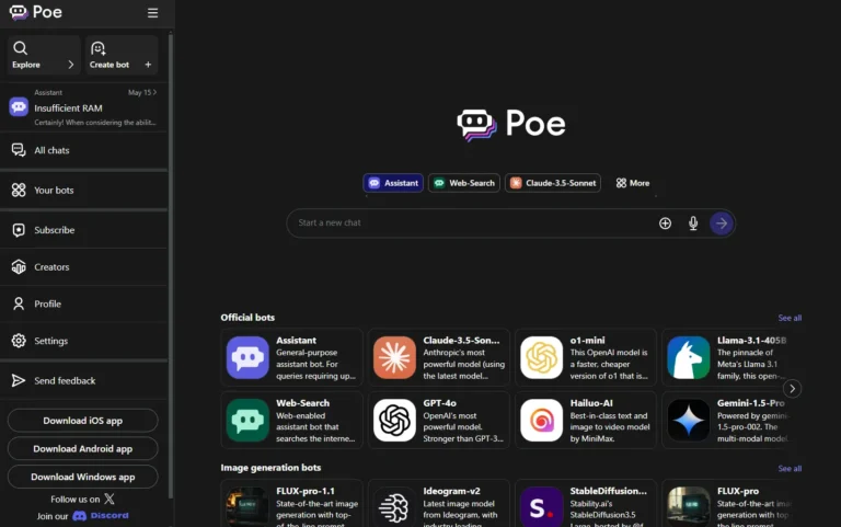 Poe AI website