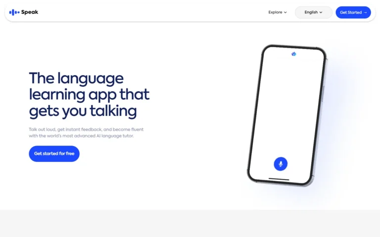 Speak laguage learning app AI website