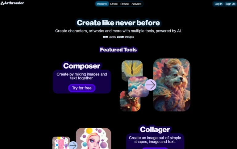 ArtBreeder AI website