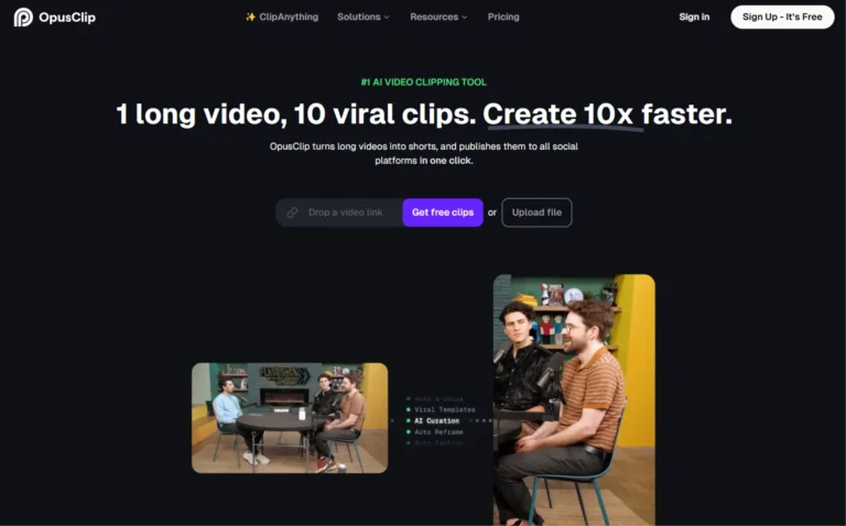 OpusCLip AI website