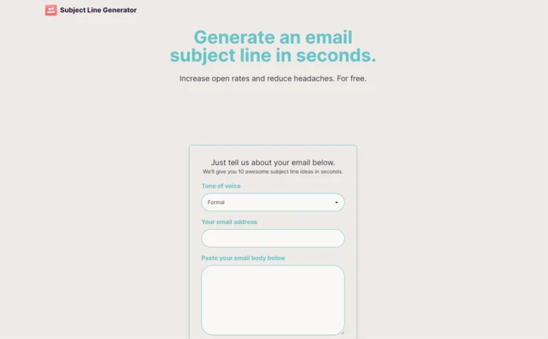 Subject Line Generator AI website