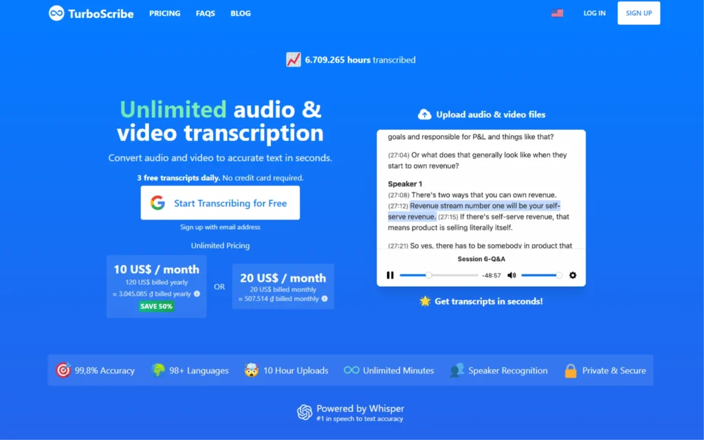 TurboScribe: Fast and accurate transcription service supporting ...