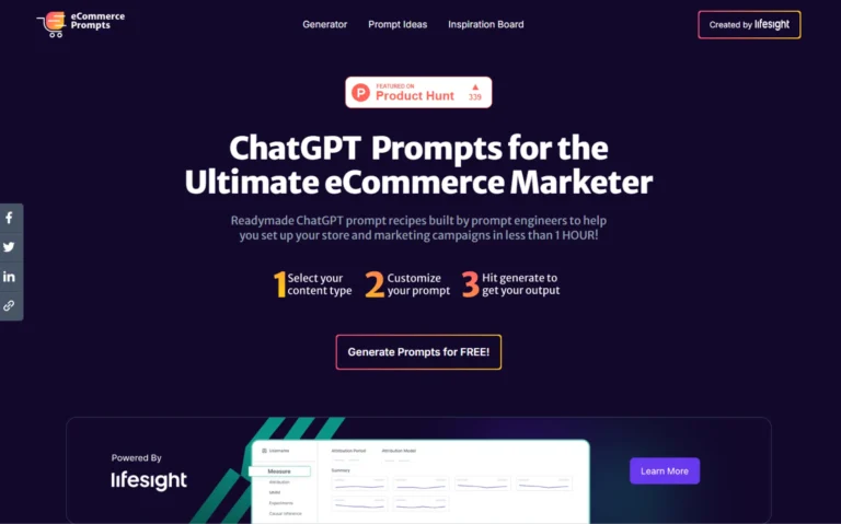 eCommerce Prompt Generator AI website