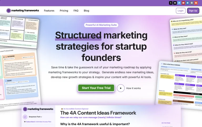 Marketing Frameworks AI website