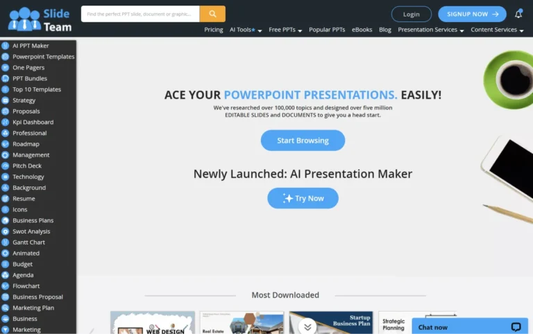SlideTeam AI Presentation Generator website