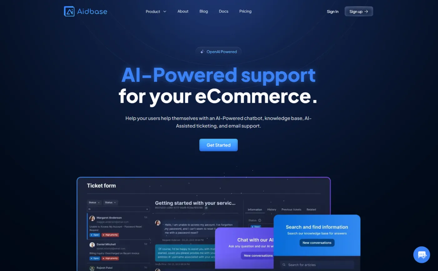 Aidbase: Comprehensive customer support ecosystem with automated ticket ...
